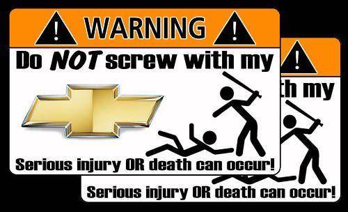Funny Chevy Logo - Funny Chevy logo warning sticker Camaro Avalanche decal on PopScreen