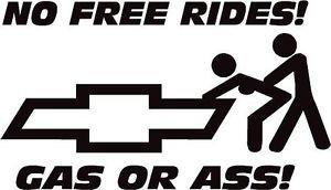 Funny Chevy Logo - Chevy Silverado No Free Rides Funny Truck and Car Decal/Sticker | eBay