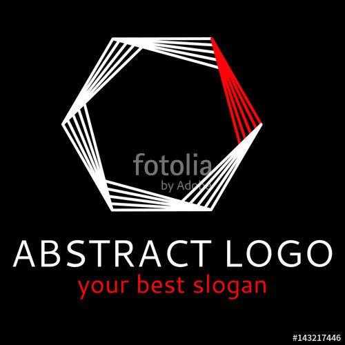 White and Red Hexagon Logo - Modern futuristic minimal logo hexagon element made of lines