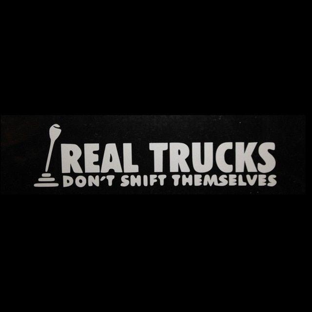 Funny Chevy Logo - Real Trucks Don't Shift Themselves window decal for chevy dodge jdm
