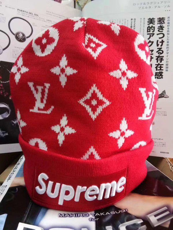 Hat World Logo - New Supreme Box Logo Black Red Beanie Knitted Hat World Famous