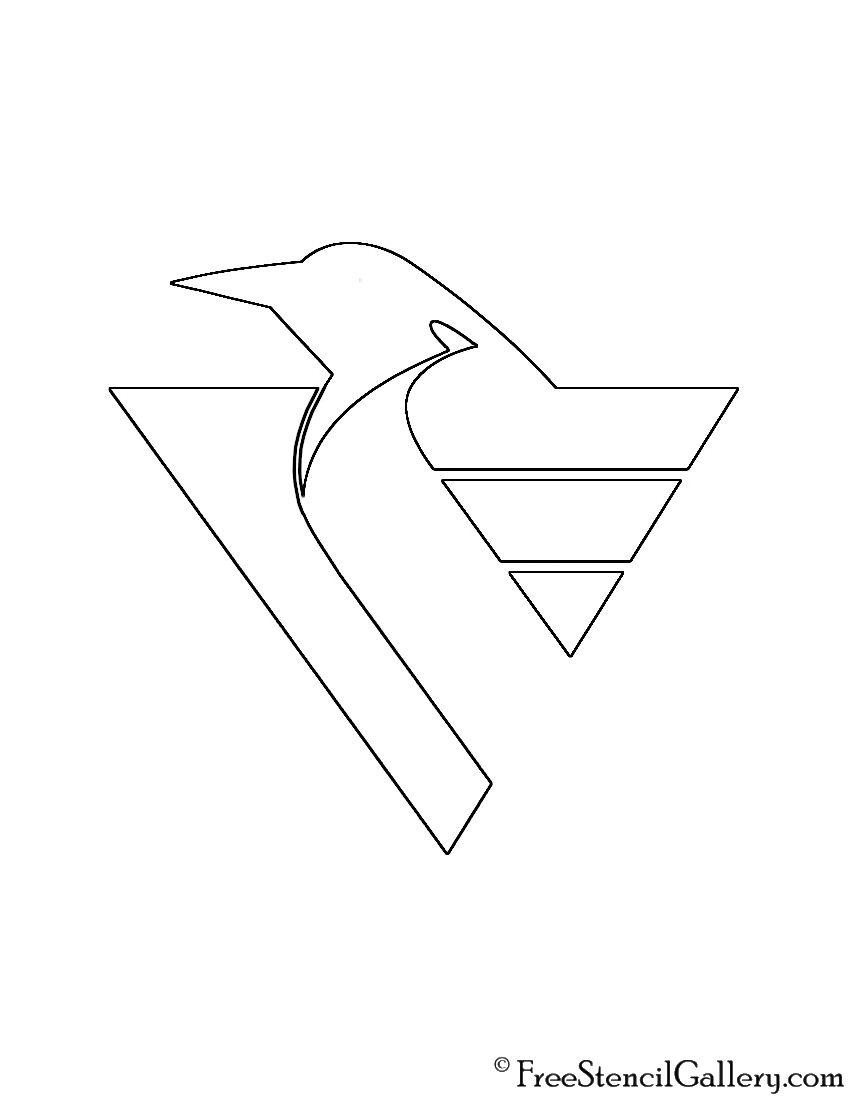 Black and White Penguins Logo - NHL Penguins Logo Stencil. Free Stencil Gallery