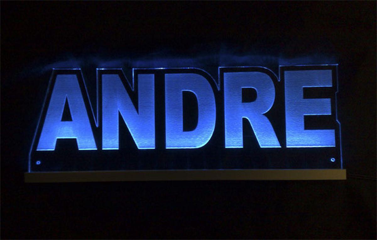 Andre Name Logo - LED nameplate ANDRE engraved with indirect lighting