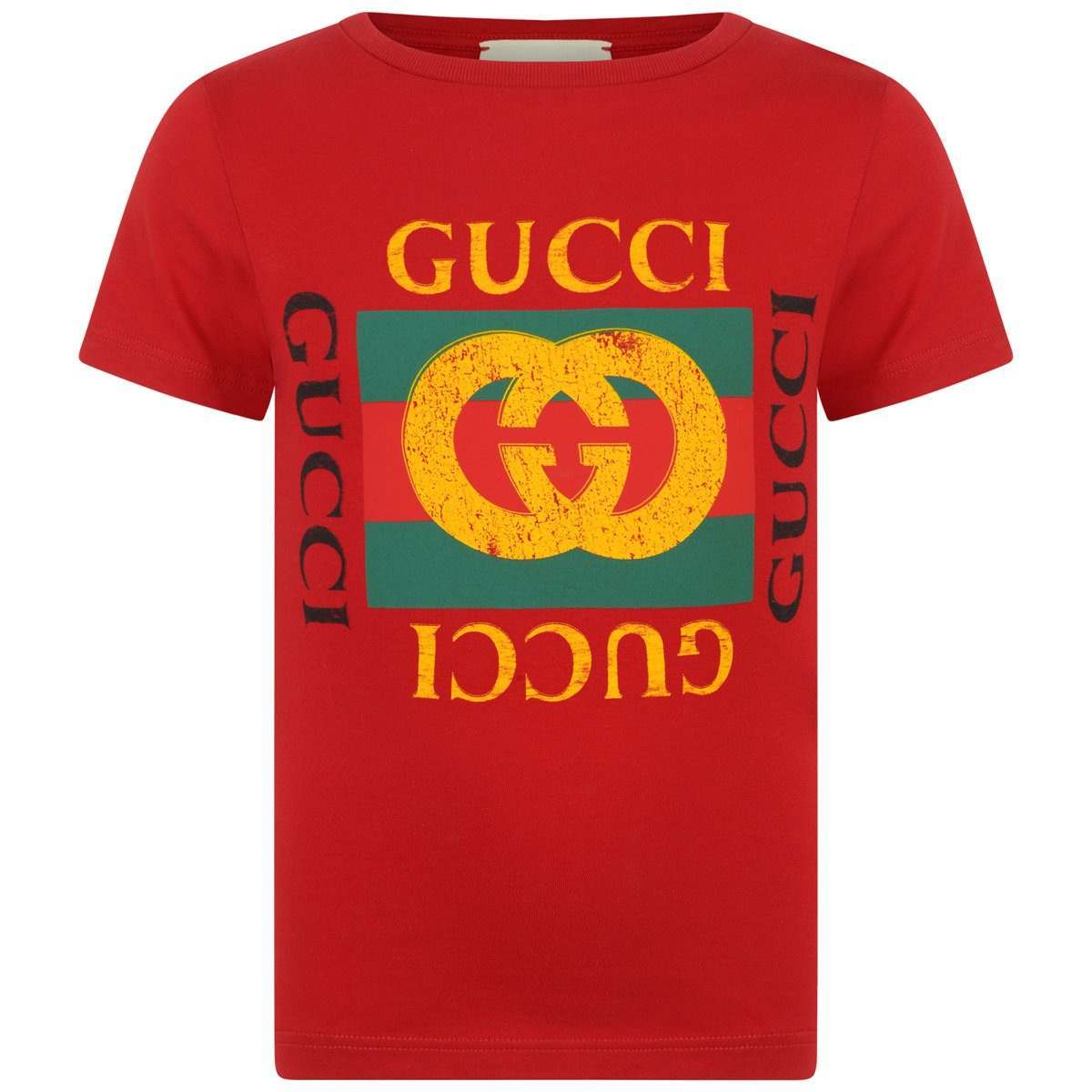 Red Gucci Logo - GUCCI Boys Red Logo Print Top