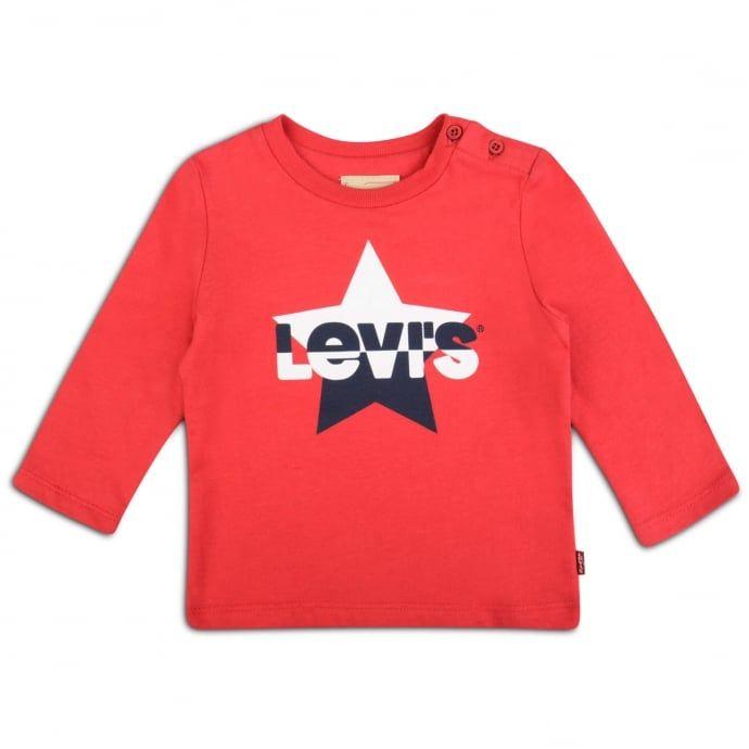 Red Clothing Company Logo - Levi's Baby Boys Red Long Sleeve T-Shirt with Star Print and Logo ...
