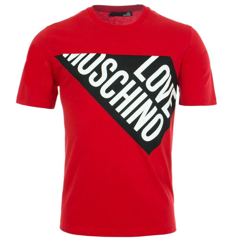 Red Clothing Company Logo - Graphic Angled Logo Print T-Shirt | Love Moschino | EQVVS