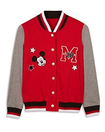 Disney Mickey Logo - PRIMARK Ladies DISNEY RED MICKEY MOUSE LOGO VARSITY BOMBER JACKET