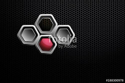 White and Red Hexagon Logo - Abstract gradient black and white mesh background with hexagon gray ...