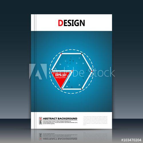 Blue and White Hexagon Logo - Abstract composition. White hexagon, red triangle figure. Text frame ...