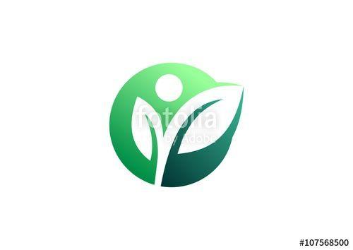 Herb Logo - wellness people circle plant ecology logo, herb, spa, leaves symbol