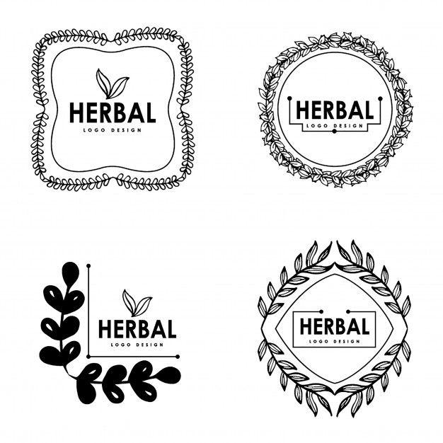 Herb Logo - Hand drawn herbs logo design Vector | Free Download