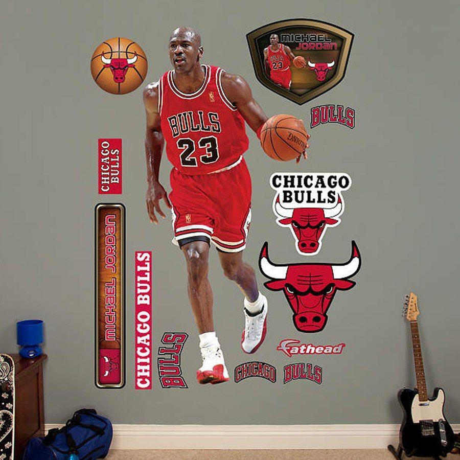 Jordan Chicago Bulls Cool Logo - Chicago Bulls Michael Jordan Fathead Real Big Peel and Stick Life ...