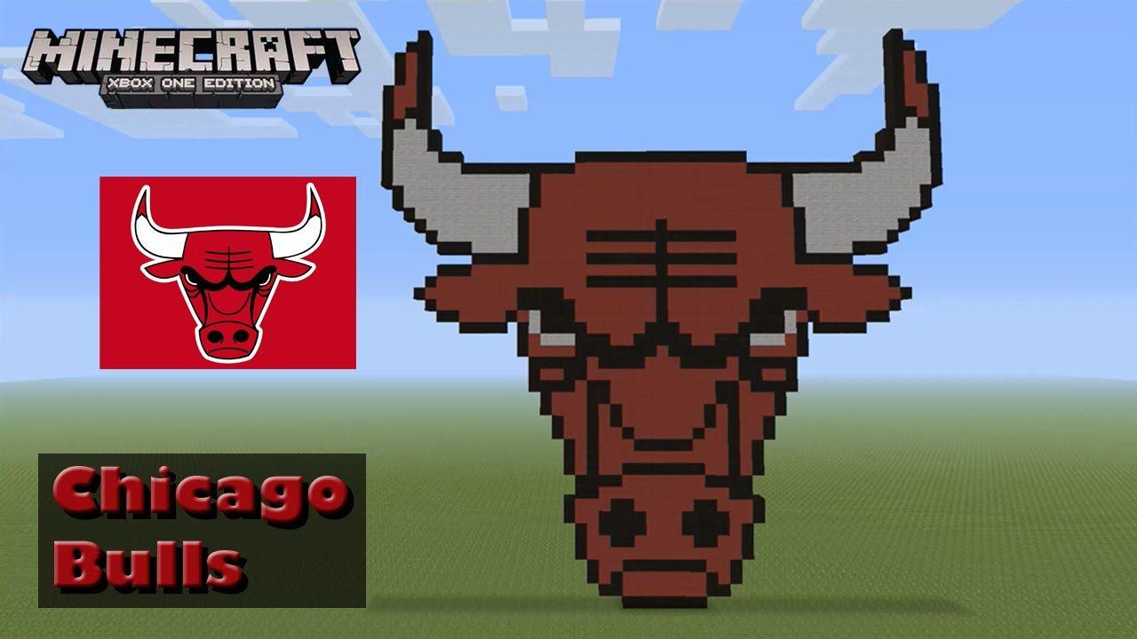 Jordan Chicago Bulls Cool Logo - Minecraft: Pixel Art Tutorial and Showcase: Chicago Bulls Logo (NBA ...