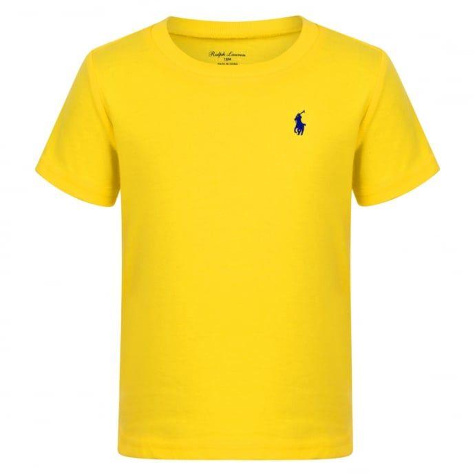 Blue Top and Yellow Logo - Ralph Lauren Baby Boys Yellow T Shirt With Blue Logo Lauren