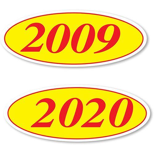 Red Yellow Oval Logo - Oval Car Year Stickers - Red & Yellow | Auto Dealer Advertising