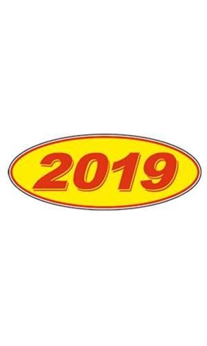 Red Yellow Oval Logo - Oval Windshield Year Stickers Yellow. SSW Dealer Supply