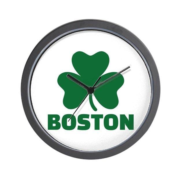 Boston Shamrock Logo - Boston shamrock Wall Clock