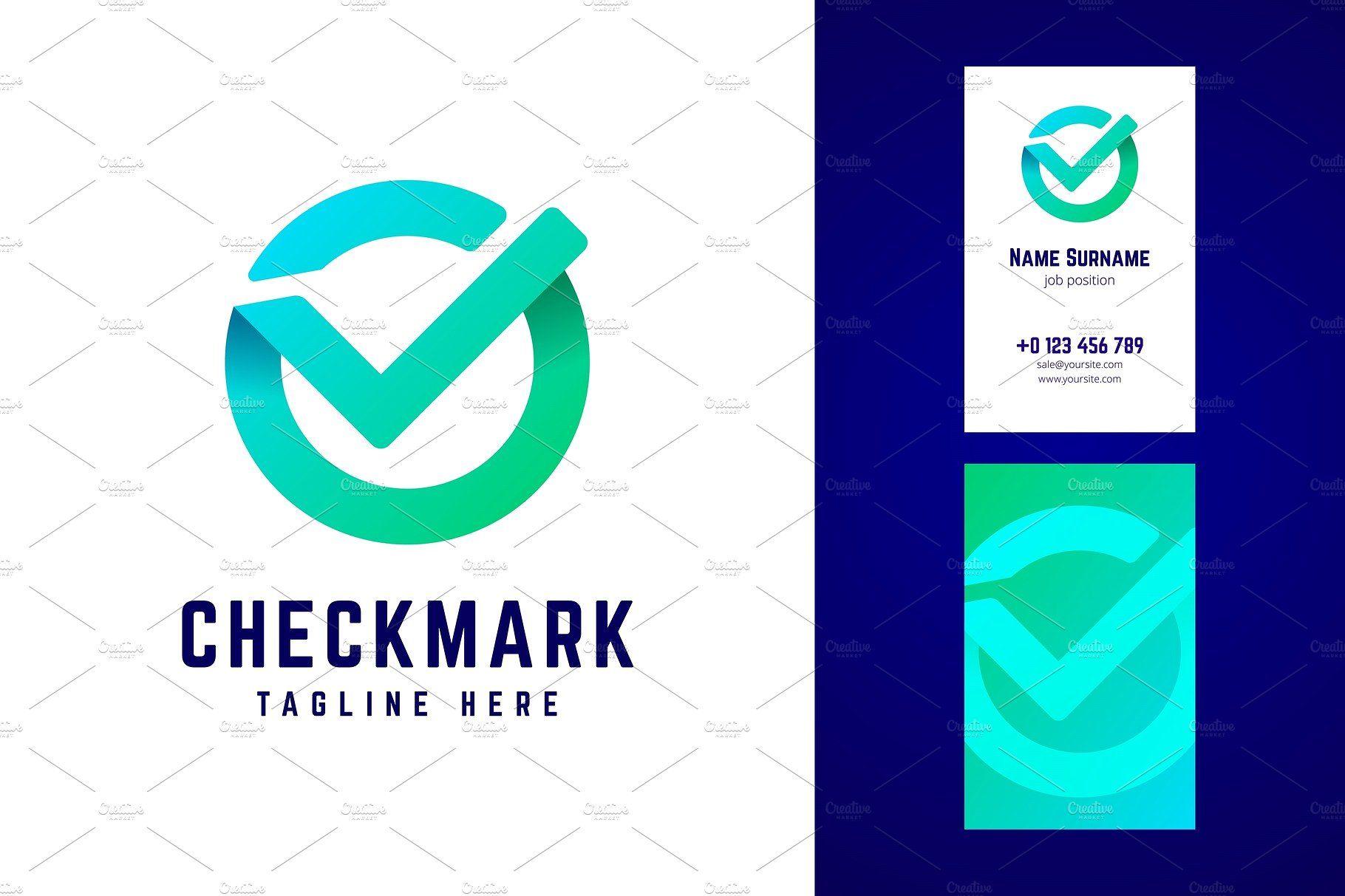 Checkmark Logo - Check mark logo and business card Logo Templates Creative Market