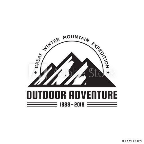 White and Black M Mountain Logo - Outdoor Adventure - vector logo template concept illustration ...