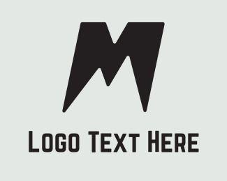 White and Black M Mountain Logo - Alps Logo Maker