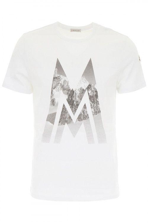 White and Black M Mountain Logo - Men Moncler T-shirts White | Coltorti Boutique