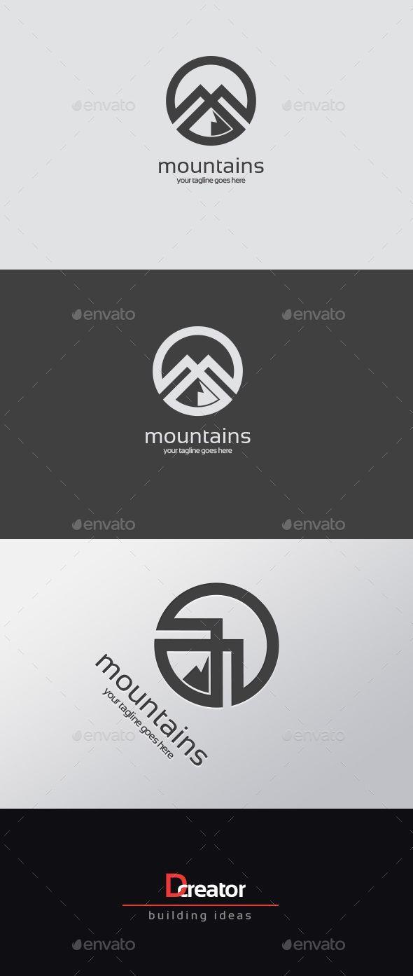 White and Black M Mountain Logo - Mountain Design Template Vector #logotype Download it here