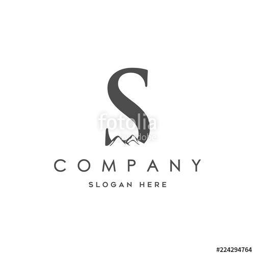 White and Black M Mountain Logo - initial S Mountain logo Designs Inspiration Stock image and royalty