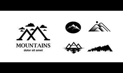 White and Black M Mountain Logo - m Letter Logo