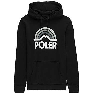 White and Black M Mountain Logo - Amazon.com: Poler Unisex-Adults Mountain Rainbow Hooded Pullover ...