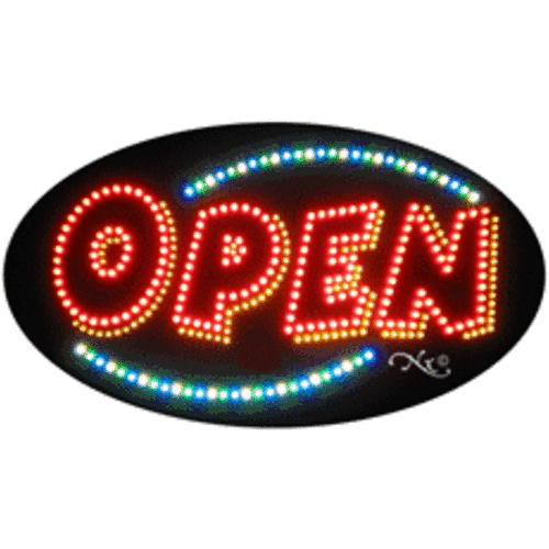 Red Yellow Oval Logo - Oval Flashing Open Sign Yellow Blue For $124.99