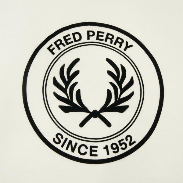 Fred Perry Logo - Buy Fred Perry Round Logo Flock T Shirt in Light Ecru|Jon Barrie|Perry