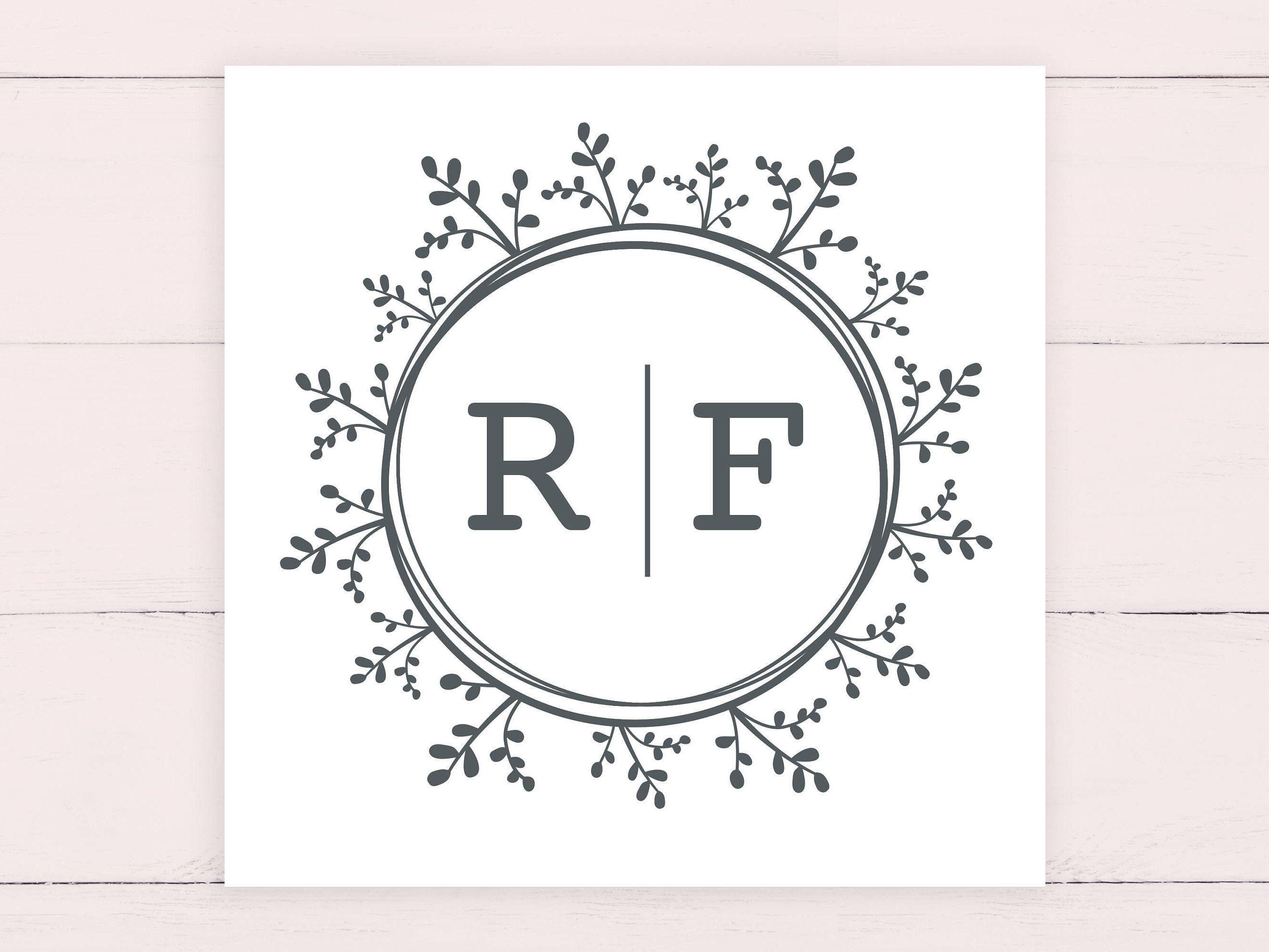 Rustic Wedding Logo - Rustic Wedding Initials Monogram Logo Crest Design with Wreath