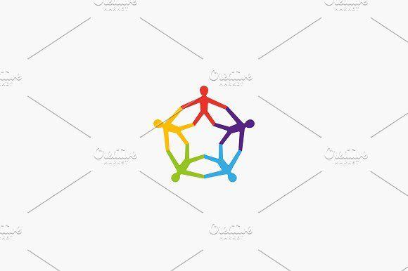 Social People Logo - Community people vector logotype. Teamwork social care help logo