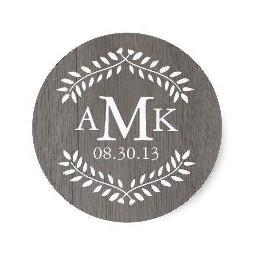 Rustic Wedding Logo - 3.8cm Rustic Country Wedding Monogram Stickers-in Stickers from Home ...
