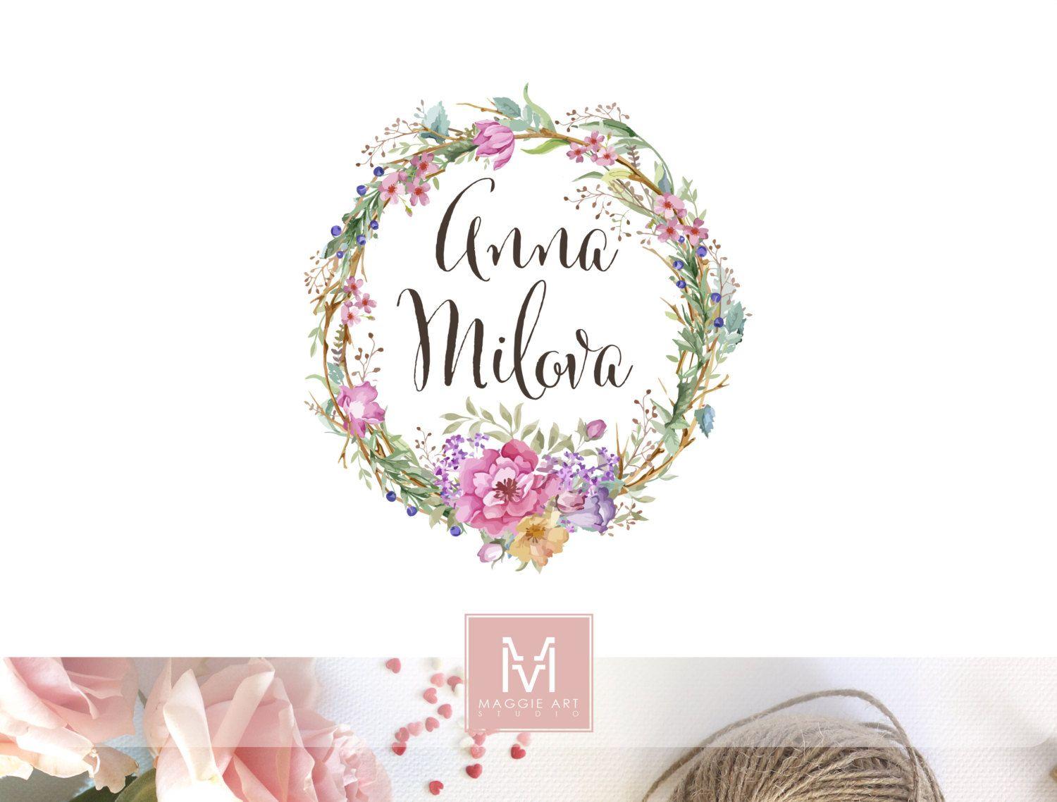 Rustic Wedding Logo - Vintage Floral Logo Logo Design Floral logo Events Logo