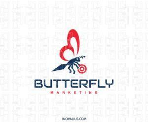 Red Abstract Logo - Butterfly Company Logo For Sale | Inovalius