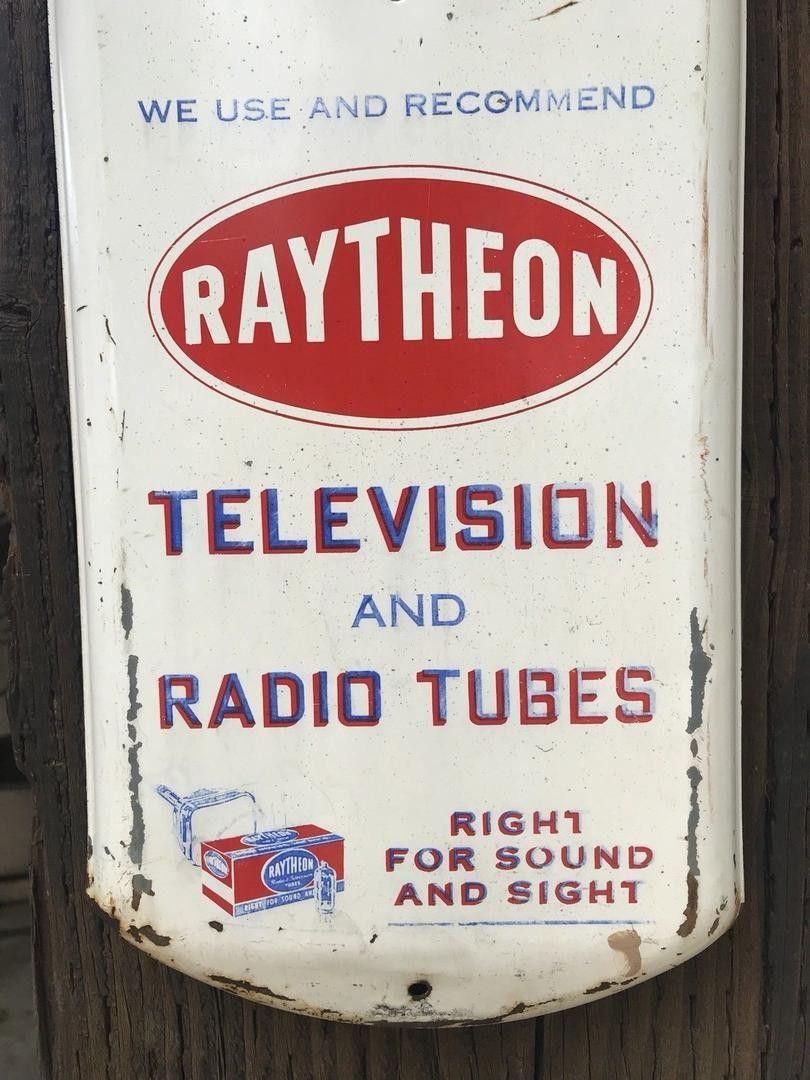 Old Raytheon Logo - Rare Large Vintage Old Metal Raytheon T.V. & Radio Thermometer ...