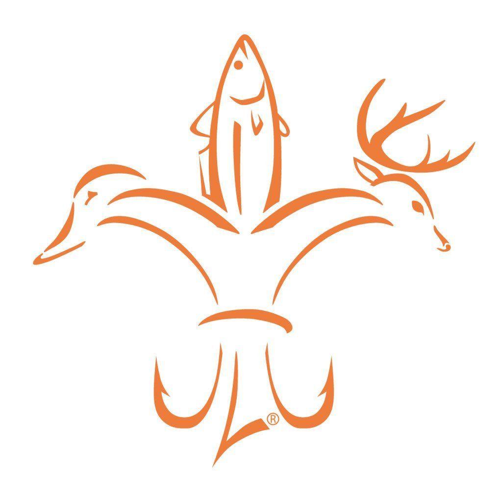 Orange Duck Logo - Orange Deer Duck Fish Hook Fleur De Lis Decal - Sportsman Logo