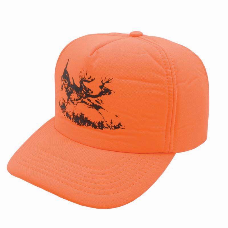 Orange Deer Logo - Hunting apparel caps blaze orange deer logo safety polyester