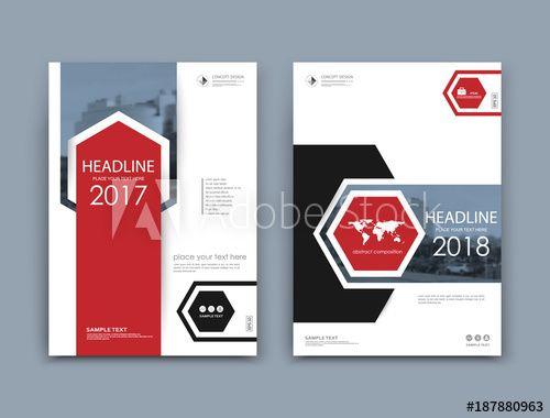 White and Red Hexagon Logo - White book binder mockup. A4 brochure cover design. Title sheet
