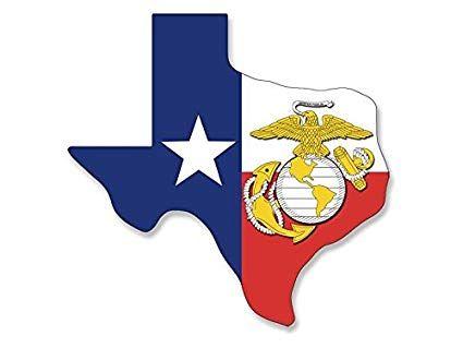 Texas Flag Eagle Logo - Texas Shaped TX Flag w GOLD EAGLE Marines Logo Sticker