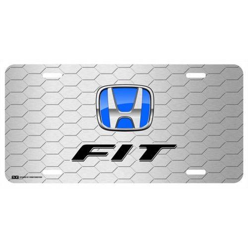 Honda Fit Logo - Personalized Honda FIT Blue Logo on Grey Hex License Plate by Auto ...