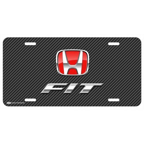 Honda Fit Logo - Personalized Honda FIT Red Logo on Black Line License Plate