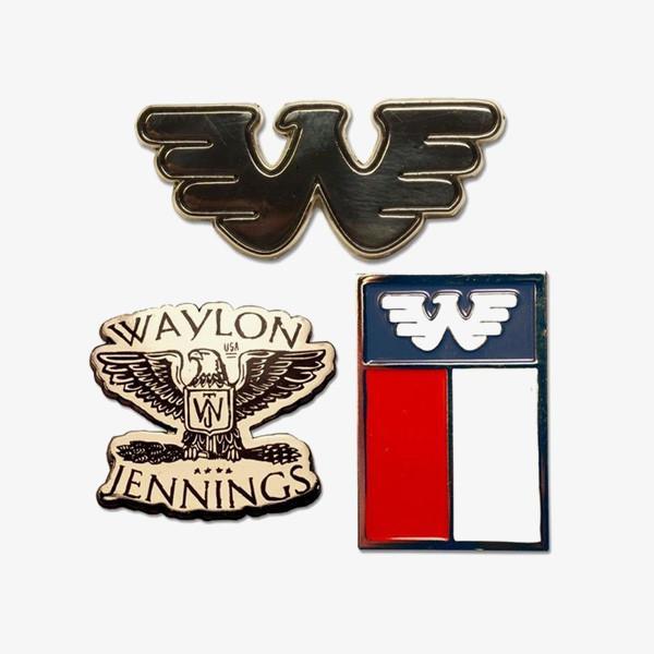 Texas Flag Eagle Logo - Waylon Jennings Flying W Texas Eagle Lapel Pin Set Jennings