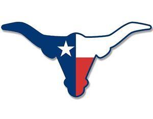 Texas Flag Eagle Logo - 4x6 inch STEER Head Shaped TEXAS Flag Sticker -decal texan longhorn ...