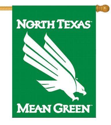 Texas Flag Eagle Logo - University of North Texas Mean Green Double Sided House Flag