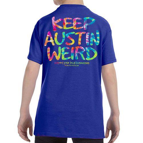 Keep Austin Weird Logo - Youth Keep Austin Weird Tie Dye Print on Blue: The Texas Store Online