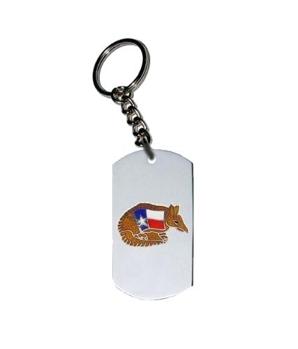 Texas Flag Eagle Logo - Emblem Key Chain W Metal Ring Animal Small Mammals Armadillo With