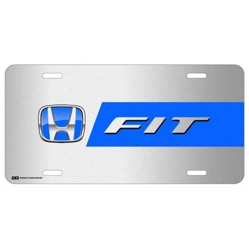Honda Fit Logo - Personalized Honda FIT Blue Logo on Brushed Steel License Plate