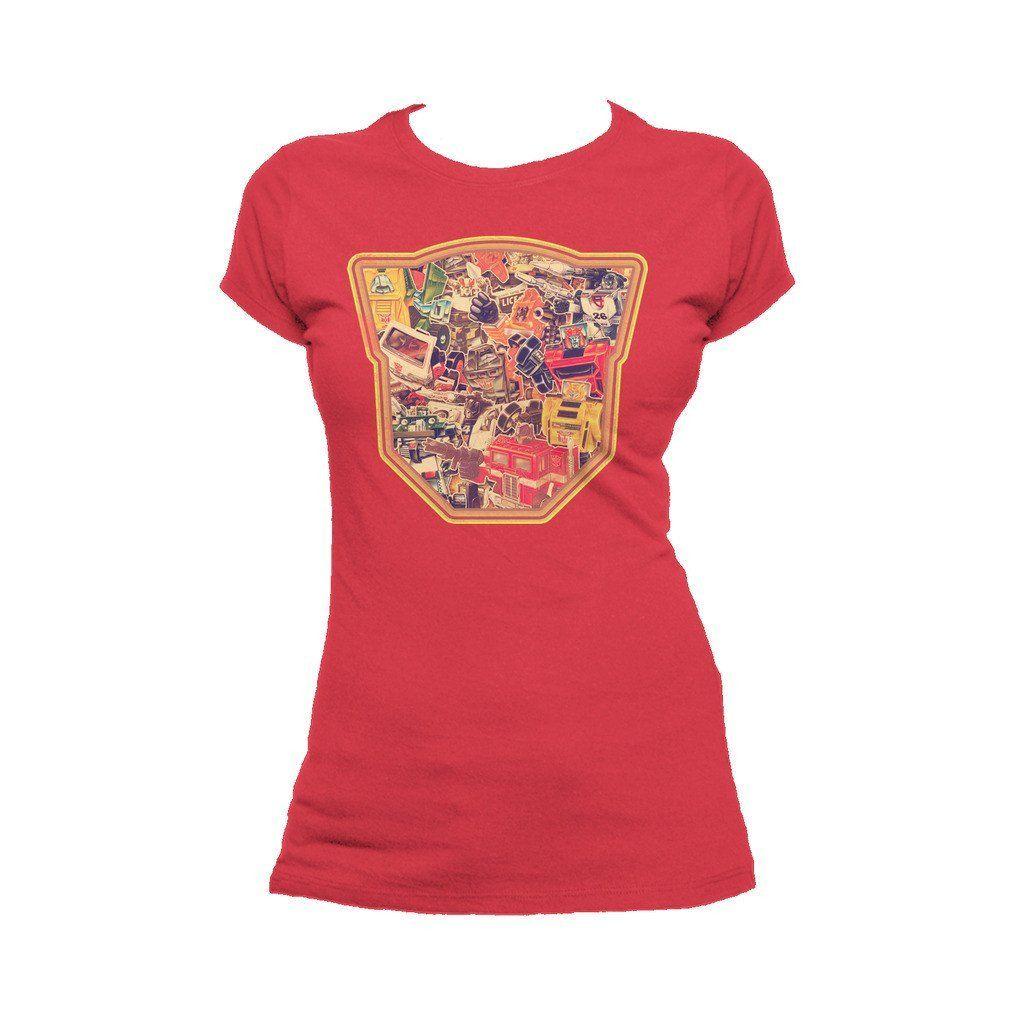 Red Transformer Logo - Transformers Autobot Montage Logo Official Women's T-shirt (Red ...